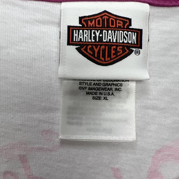 Harley-Davidson Women’s XL White Pink Short Sleeve Tee T-Shirt Motorcycle - Picture 3 of 8